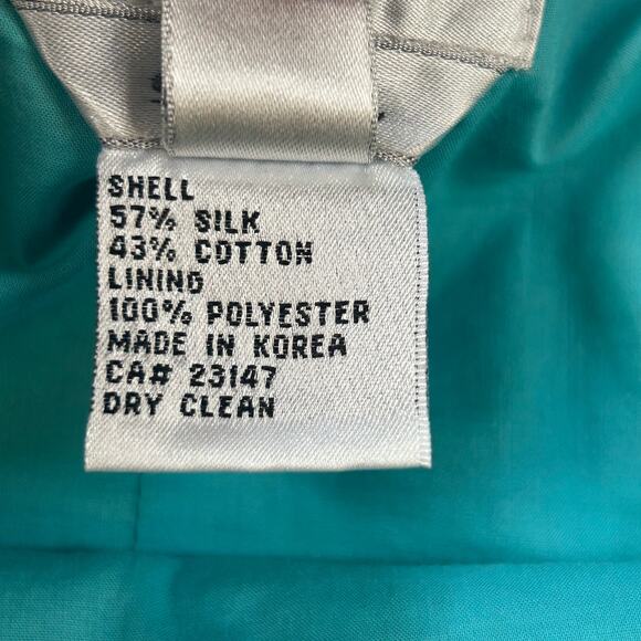 Vintage Boho Silk Blend Skirt Green Blue Floral Tie Dye Pleated Midi Size 8 - Picture 8 of 9